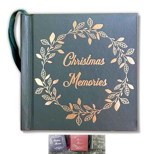 Weihnachts-Erinnerungsjournal-Ornament, Weihnachts-Miniaturjournal Hard Cove, 3" Mini-Hardcover-Scrapbook-Weihnachtserinnerungsbuch, 96-seitiges Journal-Ornament (Green) von LTBAQEN