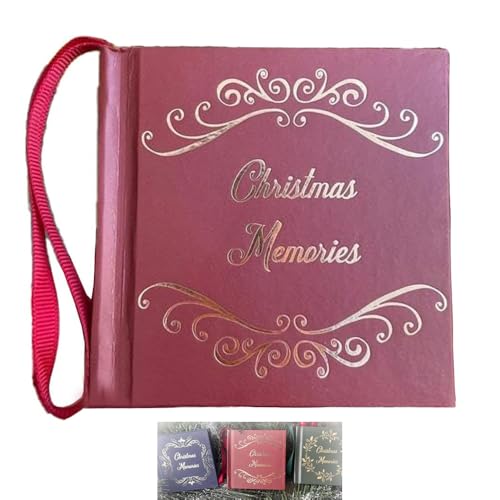 Weihnachts-Erinnerungsjournal-Ornament, Weihnachts-Miniaturjournal Hard Cove, 3" Mini-Hardcover-Scrapbook-Weihnachtserinnerungsbuch, 96-seitiges Journal-Ornament (Red) von LTBAQEN