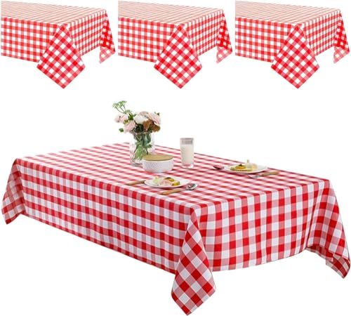 4 Stück Einweg-Tischdecke für Picknick, 130 x 220cm wasserdichte Partei rechteckige Karierte Tischdecke Geeignet für Geburtstagsfeiern Hochzeiten Camping Picknicks-Silvester Tischdeko Tischtuch von LTHERMELK