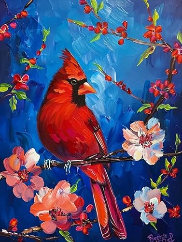 LTTN Cardinal Diamond Painting Kits für Erwachsene, Vogel 5D DIY Diamantkunst-Kits, Vollbohrer, Diamant für Geschenk, Wanddekoration, Edelsteinkunst, 30,5 x 40,6 cm von LTTN