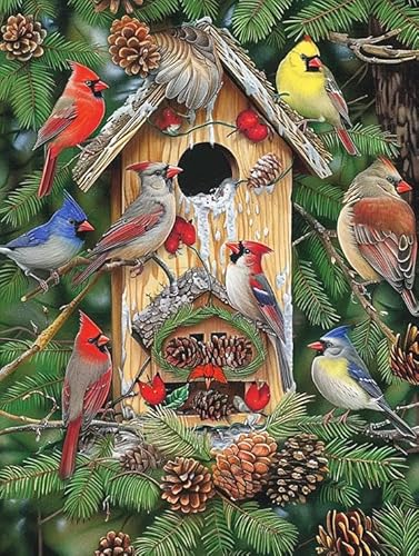 LTTN Cardinal Diamond Painting Kits für Erwachsene, Vogel 5D DIY Diamantkunst-Kits, Vollbohrer, Diamant für Geschenk, Wanddekoration, Edelsteinkunst, 30,5 x 45,7 cm von LTTN