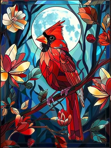 LTTN Cardinal Diamond Painting Kits für Erwachsene, Vogel 5D DIY Diamantkunst-Kits, Vollbohrer, Diamant für Geschenk, Wanddekoration, Edelsteinkunst, 40,6 x 50,8 cm von LTTN