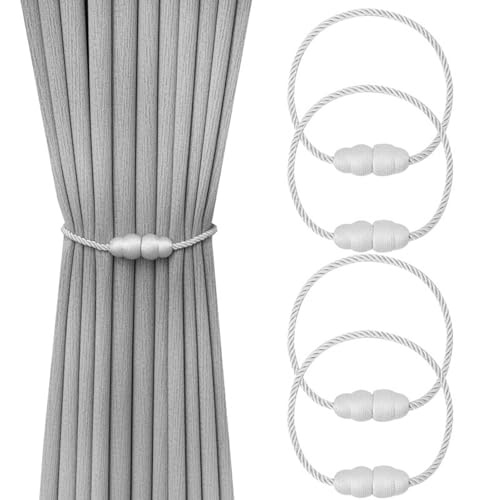 Vorhang-Raffhalter, starke magnetische Vorhang-Raffhalter, geflochtene Kordel, Vorhang-Raffhalter für Zuhause und Büro, Vorhänge, Grau, 4 Stück von LTXDJ