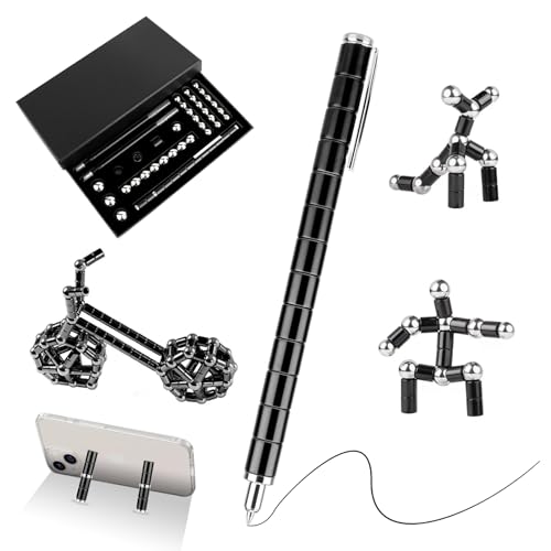 Magnetischer Kugelschreiber Fidget Pen, Lustig Multifunktions Magnetstift mit Stylus Stift voll Kreativität und Stressabbau Geschenk für Familie Papa Männer Frauen Kinder Teenager Jugendliche schwarz von LTZGO