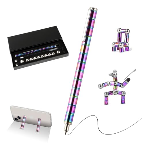 Magnetischer Kugelschreiber Fidget Pen, Lustig Multifunktions Magnetstift mit Stylus Stift voll Kreativität und Stressabbau Geschenk für Papa Männer Frauen Kinder Teenager Jugendliche - 13 Ringe von LTZGO