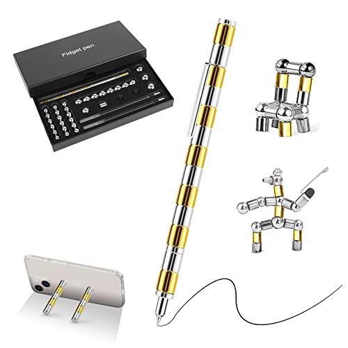 Zweifarbig Kugelschreiber Pen, Geschenk Stift Lustig Multifunktions mit Stylus Stift voll Kreativität und Stressabbau Geschenk für Familie Papa Männer Frauen Teenager Jugendliche - Golden Silber von LTZGO