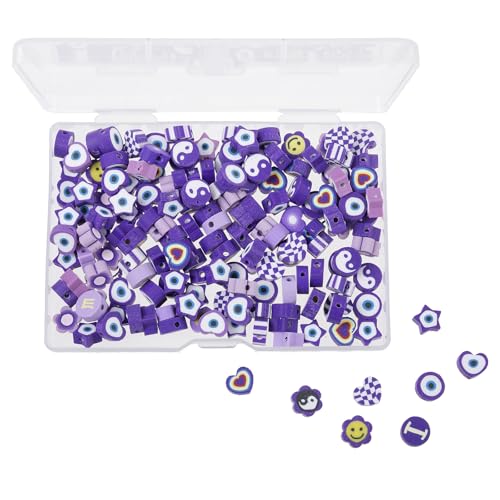 100 Stück 10 mm violette Polymer-Ton-Perlen zur Schmuckherstellung, Sternblume, lose Perlen für Schlüsselanhänger, Ohrringe, Armbänder, Halsketten, DIY Handwerk (lila) von LUBINGSHINE