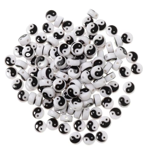 LUBINGSHINE 200 Stück 7 mm Yin Yang Tai Chi Acryl Perlen für Schmuckherstellung, Abstandshalter Perlen für DIY Armband Handwerk Zubehör (7 mm) von LUBINGSHINE