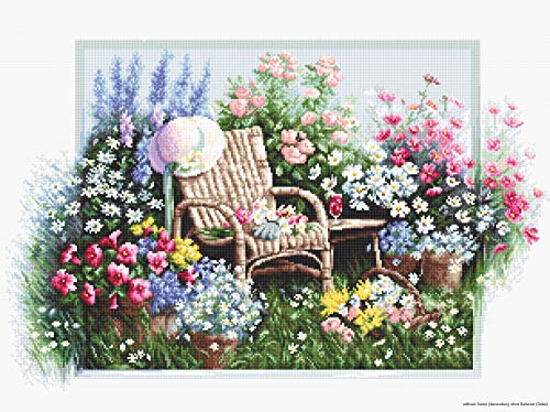 Luca-S B2344 Blühender Garten Sessel Kreuzstichset, Baumwolle, mehrfarbig, 43x28cm von LUCAS