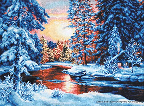 Luca-S Winterlandschaft Kreuzstichset, Baumwolle, Mehrfarbig, 51x36,5cm von LUCAS