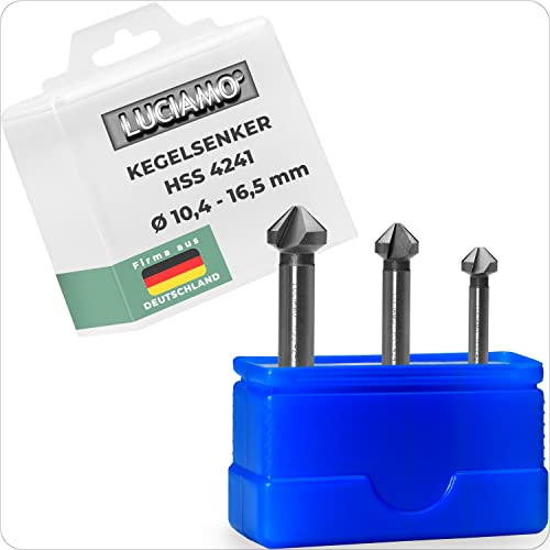 LUCIAMO 3 Stück 90° Profi Senker Set HSS 4241 - für Holz, NE-Metall und Kunststoff - ein Muss für jeden Werkzeugkasten! von LUCIAMO