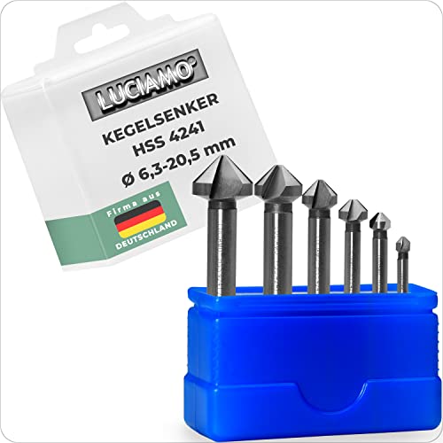 LUCIAMO 6 Stück 90° Profi Senker Set HSS 4241 - für Holz, NE-Metall und Kunststoff - ein Muss für jeden Werkzeugkasten! von LUCIAMO