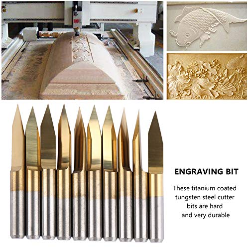 10 Stück 3,175 Mm Titanbeschichtetes Wolframstahl-Gravur-CNC-Schnitzwerkzeug, Harte und Robuste Fräserbits, Glatter Span, Entfernung (3,175 * 30°*0,1) von LUCKDANO