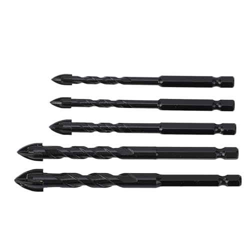 Professionelle Hartmetallbohrer, 5-teiliges Set Steinbohrer, Hartmetall, 1/4 Zoll Sechskantschaft (Typ 2 (6 mm, 6 mm, 8 mm, 10 mm, 12 mm)) von LUCKDANO