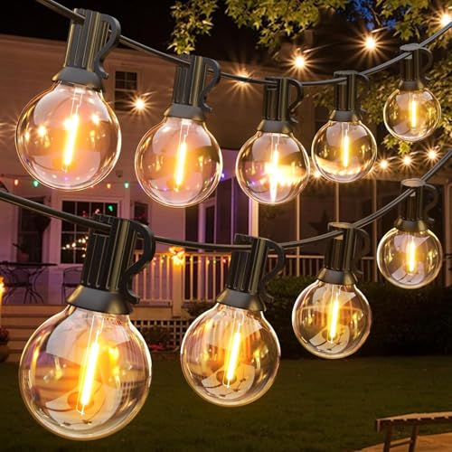 LUCKFEN Lichterkette außen Strom Outdoor 16.7M-55FT 25+2 G40 Glühbirnen Plastik Beleuchtung IP44 Wasserdicht Innen/Außen Lichterketten warmweiß für Garten Balkon Pavillon Terrasse Vorzelt Grill Party von LUCKFEN