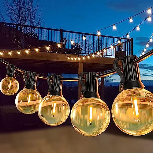 Led Lichterkette Außen Strom 31.7M-104FT 50+2 G40 Glühbirnen Plastik Beleuchtung IP44 Wasserdicht Innen/Außen Lichterketten warmweiß für Garten Balkon Pavillon Terrasse Vorzelt Grill Party Hochzeit von LUCKFEN