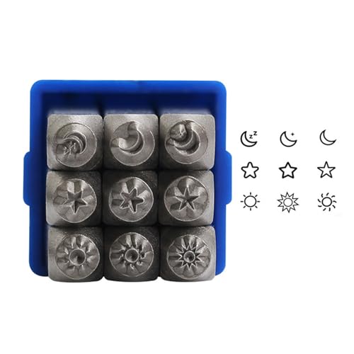 LUCKGONI Celestials Designs stabiles Stahl-Metall-Stempel-Set für individuelle Schmuckherstellung und Personalisierung von weichen Metallen, 9-teilig von LUCKGONI