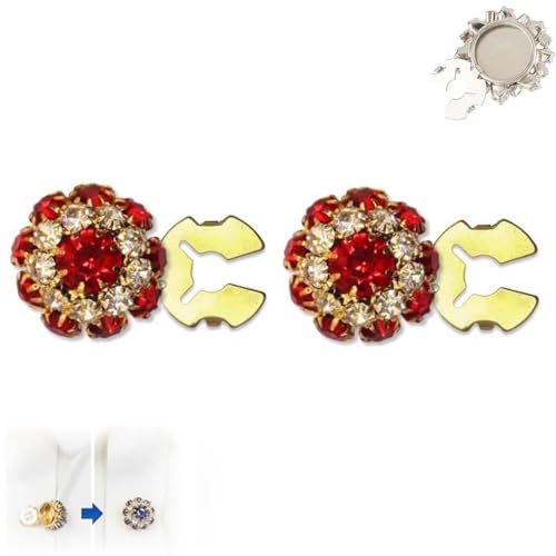 2 Stück Rhinestone Button Covers, Strass-Knöpfe Abdeckung, Kristall Knopfabdeckungen, Ärmel Knöpfe Abdeckung Blume Knöpfe Abdeckung Abnehmbare Hemdknopf-Clips Buttons Schmuck (D) von LUCKKY