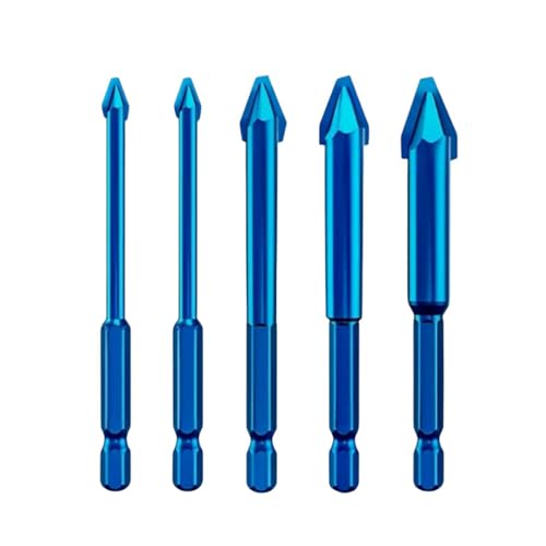 5Stück Special Crooked Tip Eccentric Drill Bit Set Drills Concrete Masonry Metal Glass,Exzenterbohrer mit schrägem Kopf und hoher Härte,Multifunktions-Bohrer-Sets,HSS Sechskant-Schaft-Bohrer (Blau) von LUCKKY