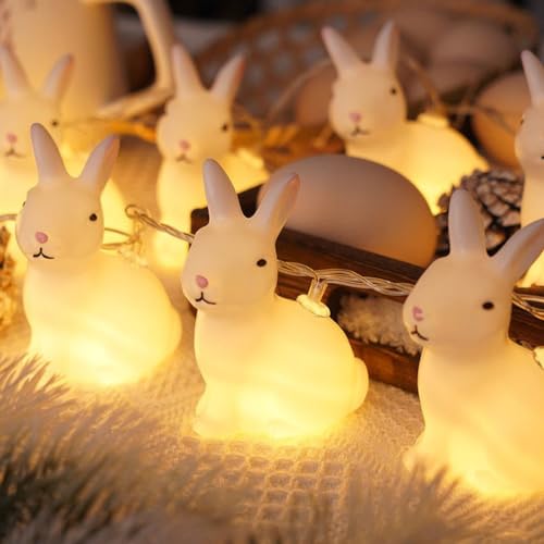 Easter Rabbit Fairy String Lights, Ostern Hase Lichterkette, Osterdeko Lichterkette, LED Warmweiß Hasen lichterkette batterie betrieben, Ostern Korb Stuffers Dekoration Lichter für Party, Haus (3M) von LUCKKY