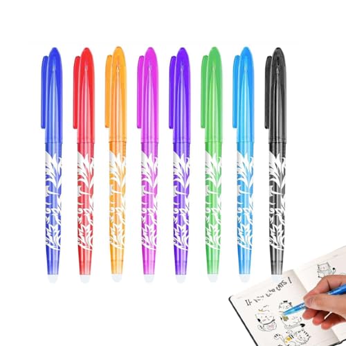 Erasable Ballpoint Pen, Radierbarer Kugelschreiber, Tintenroller Radierbar, Gelstifte Radierbar, Tintenkugelschreiber, 0,5 mm Radierbarer Tintenroller set für Studenten, Büro Geschenk (8 Stück) von LUCKKY