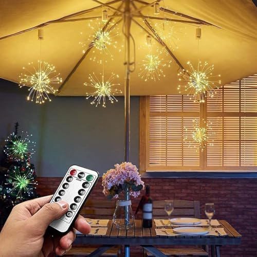 Hängende Lichterketten für Weihnachten, Hängende Lichter für die Decke mit Fernbedienung, Weihnachten Hanging Fairy Lichter, LED Warm Hängende Lichterketten Lights (Batterie, 120LED) von LUCKKY