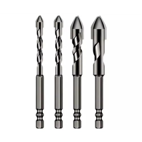 High Strength Oblique Head Eccentric Drill Bit, Multifunktions-Bohrer-Sets, HSS Sechskant-Schaft-Bohrer, Doppel-U-förmige Spanleitstufe Exzenterbohrer Schrägkopf für Metall, Holz, Fliesen (4 Stück) von LUCKKY