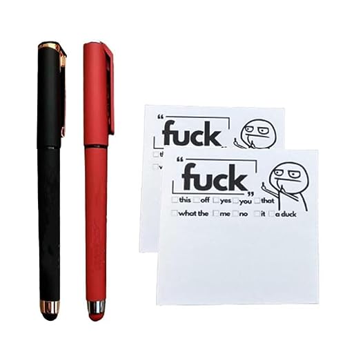 Kreative Lustige Haftnotizen und Stifte, Fresh Outta Fucks Pad and Pen, lustiges Fresh Outta Fucks Block und Stift-Set, bissige Büro-Gelstifte, lustiges Block- und Stift-Schreibtischzubehör (2 Stück) von LUCKKY