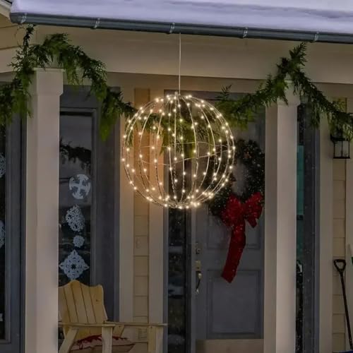 LUCKKY Indoor Outdoor Light up Spheres, LED Dekokugel, 30cm Hängende Kugel Lichter, Weihnachtsbeleuchtung Außen, LED Weihnachtsdeko Lichterkette Wasserdichte für Innen Außen Garten Party (Warm) von LUCKKY