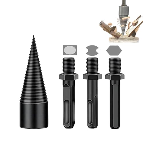 Shirem Easysplit Drill Bit, Shirem Easysplit-Bohrer, Fanyil Easysplit-Bohrer, Holzspalter-Bohrer, Holzspalter Schraube Kegel, Easy-Split-Bohrer, Holzspalter, Brennholzbohrer, Holzspalter-Set (32mm) von LUCKKY