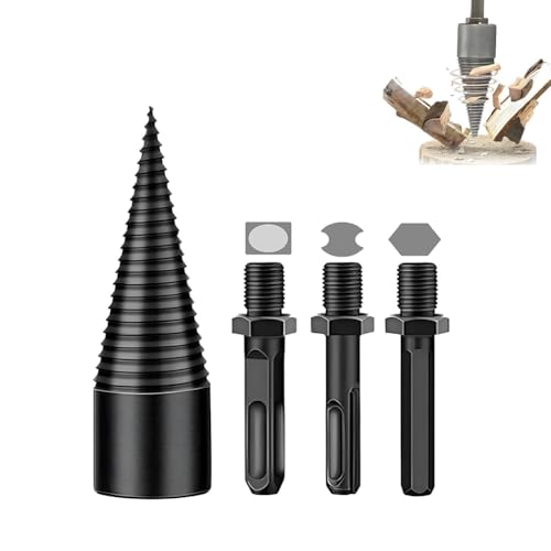 Shirem Easysplit Drill Bit, Shirem Easysplit-Bohrer, Fanyil Easysplit-Bohrer, Holzspalter-Bohrer, Holzspalter Schraube Kegel, Easy-Split-Bohrer, Holzspalter, Brennholzbohrer, Holzspalter-Set (42mm) von LUCKKY