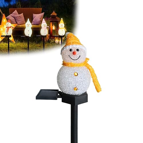 Wasserdichte Solar Schneemann Lampe, Solar-Weihnachtsbeleuchtung für Den Außenbereich, LED-Solar-Schneemann-Weihnachtsgartenleuchte,Solar-Schneemann-Pfahllichter Landschaftswegbeleuchtung (Gelb) von LUCKKY