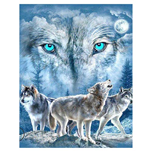 LUCKNIGHT Diamond DIY Painting Erwachsene Wolf, Crystal Strass Diamant Mosaik Steine Diamant Malerei Basteln Erwachsene Kinder Set für Wohnzimmer Dekor (30x40cm) von LUCKNIGHT