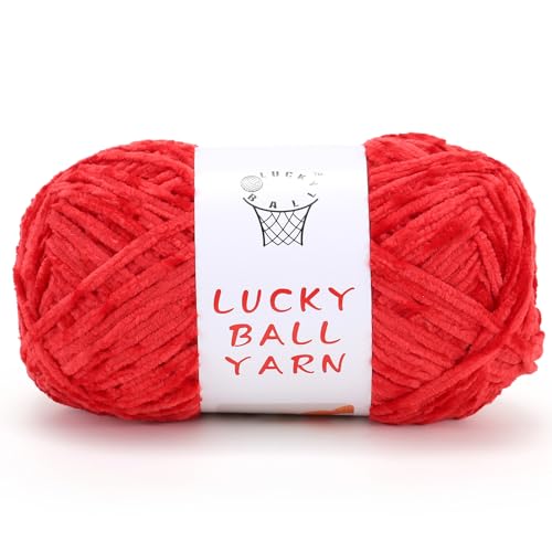 100 g weiches Chenille-Garn, Deckengarn, Häkelgarn, Garn zum Basteln, Garn zum Häkeln, Häkelgarn für Pullover, Mütze, Decken, DIY Handwerk (rot) von LUCKY BALL