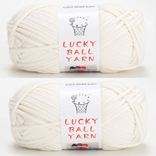 200 g Garn zum Häkeln, weiches Garn zum Häkeln, Häkelgarn für Pullover, Mütze, Socken, Decken (weiß) von LUCKY BALL