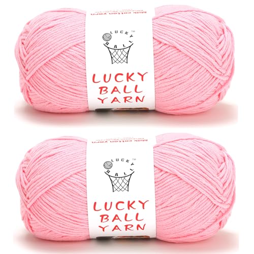 200 g Milch-Baumwollgarn, Garn zum Häkeln, Amigurumi-Garn, Häkelgarn zum Häkeln, Baumwollgarn, weiches Garn für Pullover, Mütze, Socken, Decken (Rosa) von LUCKY BALL