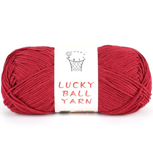 Milch-Baumwollgarn, 100 g Garn zum Häkeln, Amigurumi-Garn, Häkelgarn zum Häkeln, Baumwollgarn, weiches Garn für Pullover, Mütze, Socken, Decken (Angola-Rot) von LUCKY BALL