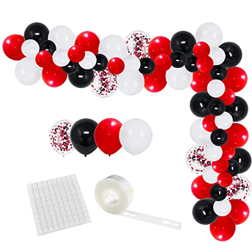 109 Stück Schwarz Rot Konfetti Ballon Kit - 12 Zoll Schwarz Rot Weiß Konfetti Ballons Für Babyparty Geburtstagskleid Abschlussfeier Casino Party Dekoration Lieferungen von LUDEOU