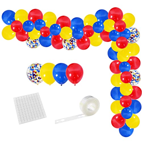 109 Stück rot gelb blau Konfetti Ballon Garland Arch Kit – 12 Zoll rot gelb blau Konfetti Latex Ballons für Hochzeit Baby Shower Geburtstag Graduierung Gender Reveal Karneval Zirkus Dekoration von LUDEOU