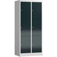 ClassiX Schließfachschrank anthrazit, lichtgrau X-523328, 6 Schließfächer 80,0 x 50,0 x 180,0 cm von ClassiX