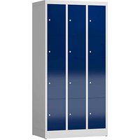 ClassiX Schließfachschrank enzianblau, lichtgrau X-520431, 12 Schließfächer 87,0 x 50,0 x 180,0 cm von ClassiX