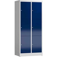 ClassiX Schließfachschrank enzianblau, lichtgrau X-523321, 6 Schließfächer 80,0 x 50,0 x 180,0 cm von ClassiX