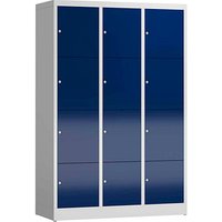 ClassiX Schließfachschrank enzianblau, lichtgrau X-523431, 12 Schließfächer 118,5 x 50,0 x 180,0 cm von ClassiX