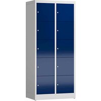 ClassiX Schließfachschrank enzianblau, lichtgrau X-523521, 10 Schließfächer 80,0 x 50,0 x 180,0 cm von ClassiX