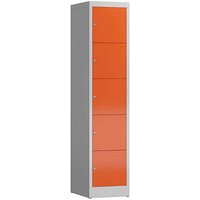 ClassiX Schließfachschrank feuerrot, lichtgrau X-523514, 5 Schließfächer 41,5 x 50,0 x 180,0 cm von ClassiX