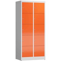 ClassiX Schließfachschrank feuerrot, lichtgrau X-523524, 10 Schließfächer 80,0 x 50,0 x 180,0 cm von ClassiX