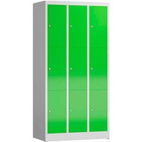 ClassiX Schließfachschrank gelbgrün, lichtgrau X-520335, 9 Schließfächer 87,0 x 50,0 x 180,0 cm von ClassiX