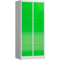 ClassiX Schließfachschrank gelbgrün, lichtgrau X-523525, 10 Schließfächer 80,0 x 50,0 x 180,0 cm von ClassiX