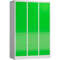 ClassiX Schließfachschrank gelbgrün, lichtgrau X-523535, 15 Schließfächer 118,5 x 50,0 x 180,0 cm von ClassiX