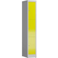 ClassiX Schließfachschrank lichtgrau, zinkgelb X-520316, 3 Schließfächer 31,0 x 50,0 x 180,0 cm von ClassiX